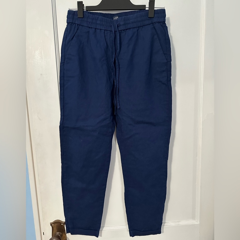 J. Crew Factory Linen-Cotton Blend Drawstring Pant Navy (2)
